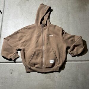 Comfrt Hoodie Mens Medium Brown TikTok Good Days Ahead Full Zip Fleece Graphic